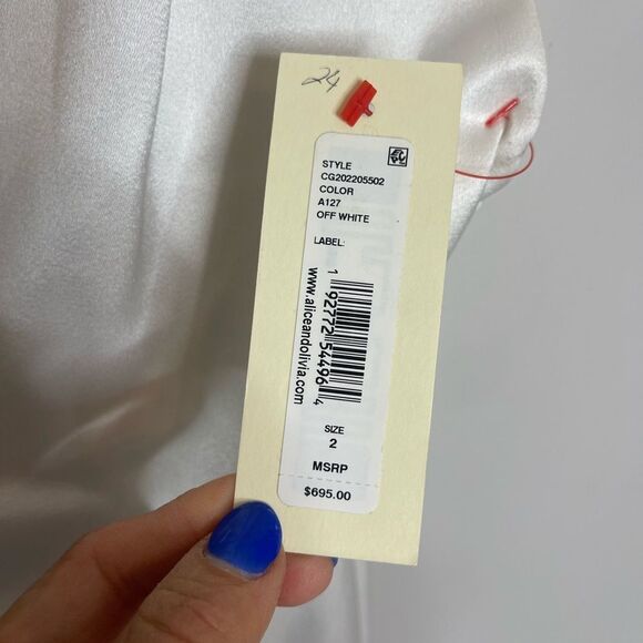 Alice + Olivia Paulette One Shoulder Satin Crepe Fitted Gown Dress NWT size 2 - Picture 3 of 10